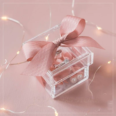 Pink box 5cm Скидка,, 1 шт, цветок, жемчуг, на заказ, помолвка, предложение, свадьба, день, руководство, акриловое кольцо, коробка в качестве подарка невесты - Цвет: Pink box 5cm