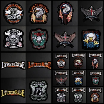 

Punk style Angel wings Eagle Skull embroidery patches for ironing on biker Motorcycle Embroidery Patches For Clothes
