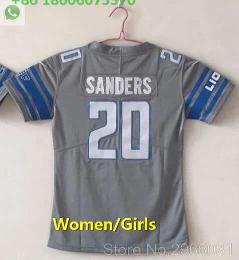A+++ качественная женская футболка 9 Matthew Stafford 15 Golden Tate 20 Barry Sanders jersey Detroit - Цвет: for women