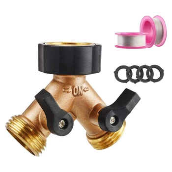 

Hose Splitter 3/4 Inch, Solid Brass Pipe Connector,Garden Hose Distributor Heavy Duty (2 Way)