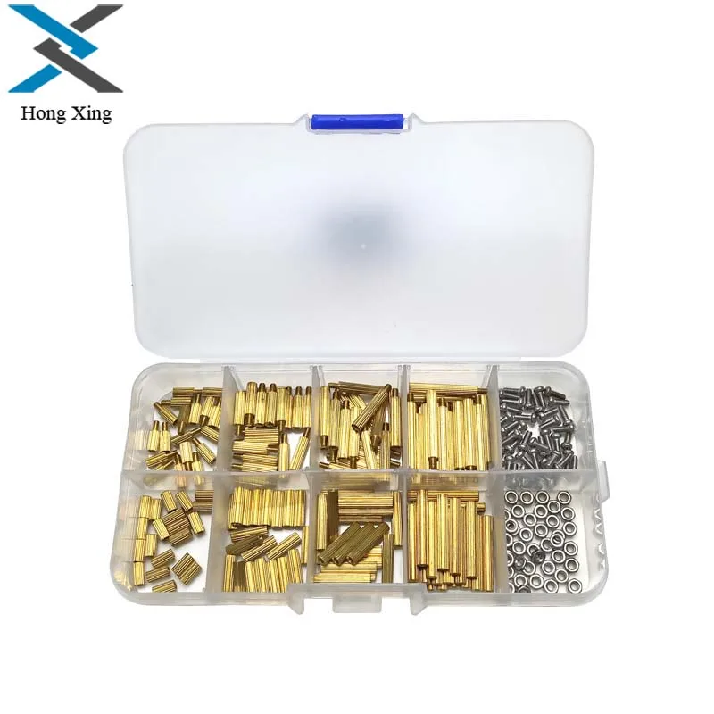 

240Pcs/M2 PCB Male-Female Brass Round Standoff Threaded Spacer Board Hollow Pillars Screws Nut Assortment kit set
