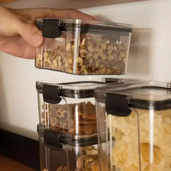 

460/650/850/1300ML Food Storage Container Plastic Kitchen Refrigerator Noodle Box Multigrain Storage Tank Transparent Sealed Can