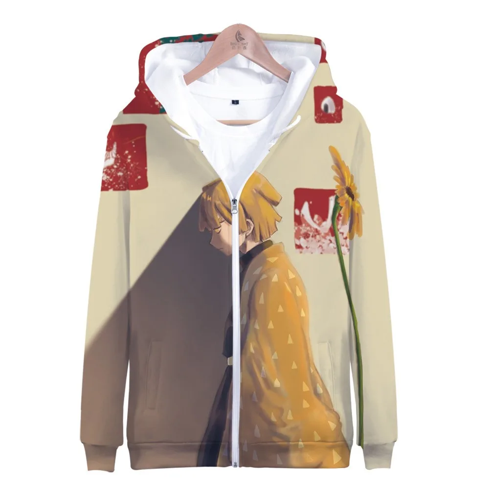 Куртки; пальто; Demon Slayer: Kimetsu No Yaiba; толстовка; Kamado Tanjirou Kamado Nezuko Sabito Iguro Obanai; толстовки с капюшоном для косплея - Цвет: Бежевый