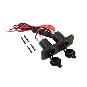 

ABS Car Auto Motorcycle 12V Cigarette Lighter Waterproof Panel 2 Female Socket Power Outlet Plug