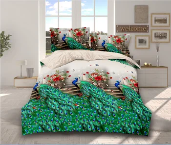 

BEST.WENSD Super Nice Peacock Flower Bedclothes Duvet Cover Sets 4Pcs Chinese Style Bedding Set Jacquard 3d Sheet Pillowcase 85