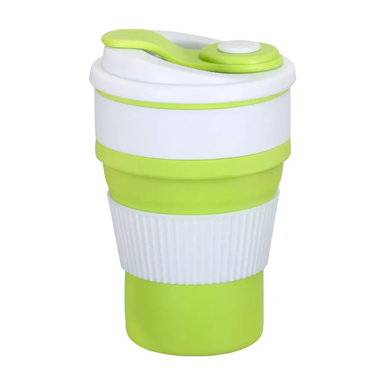 green 400 мл силиконовые складные кофейные кружки, кружка для отдыха, кофейная чашка для спорта на открытом воздухе, Подарочная чашка для питья с крышками, чашка для воды для путешествий - Цвет: green