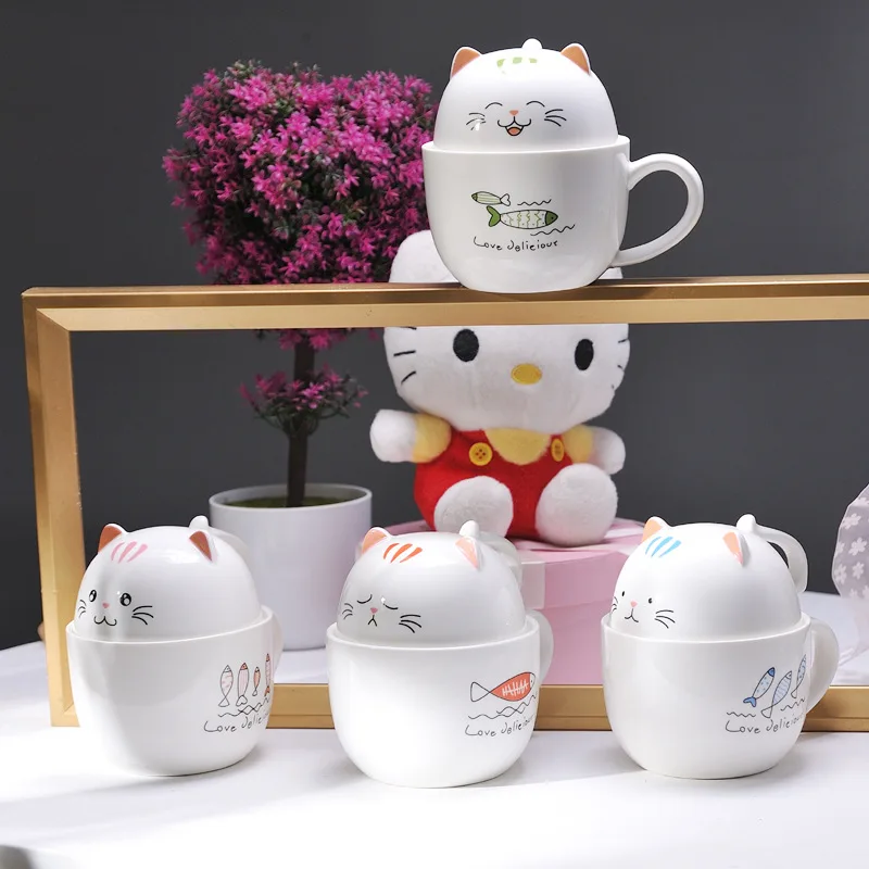 

Creative Ceramic Cup Cute Cartoon Cat Coffee Milk Tea Cup Couple Personal Girl Coffee Milk Tea Drinking Good Gift Cups