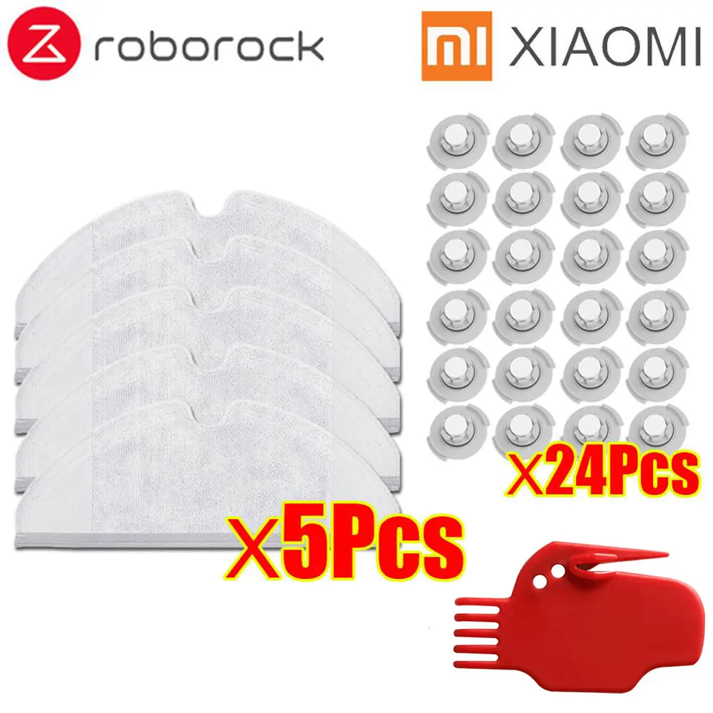 30PCS Тряпки для мокрой уборки фильтр боковая щетка рулон щетка подходит для Xiaomi Roborock Robot S50 S51 Запчасти для пылесоса наборы - Цвет: 30PCS