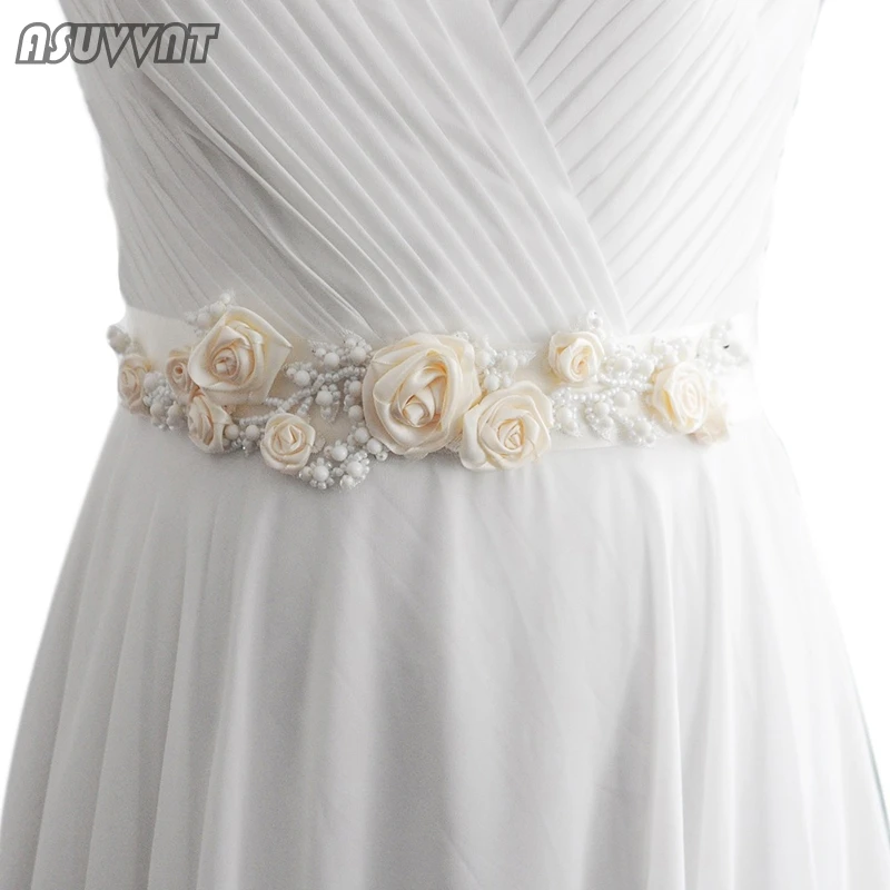 

Fashion Women Belt For Wedding Bridal Pearl Flower Belts Rhinestone Banquet Clothing Belt Gift For Girl Party Dress Up