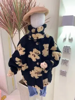 

2020 Winter Girls Wool Coat Teddy Bear Thicken Girls Jackets And Coats Warm Parkas Kids Outerwear Clothes Boys Fur Coat
