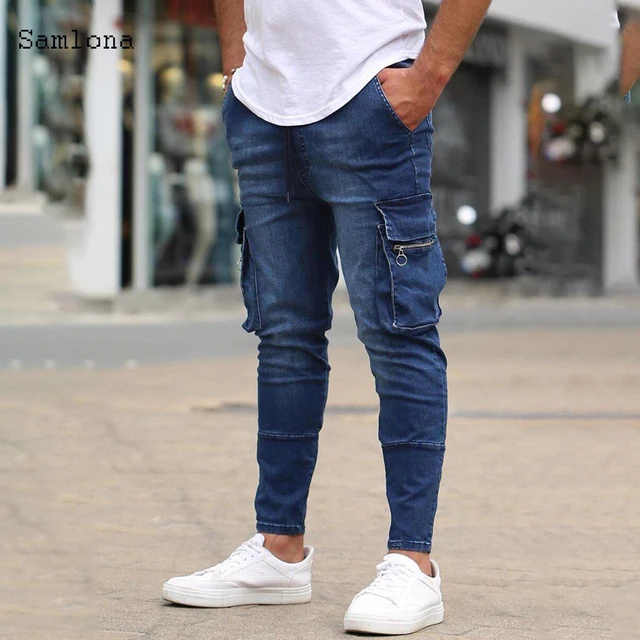 Blue Cargo Pants Men - Jeans - AliExpress