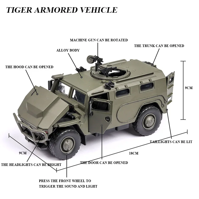 1:32 бронированный автомобиль в стиле тигра, модель автомобиля из искусственного сплава, литая под давлением игрушка, автомобиль, игрушки для детей, подарки для детей