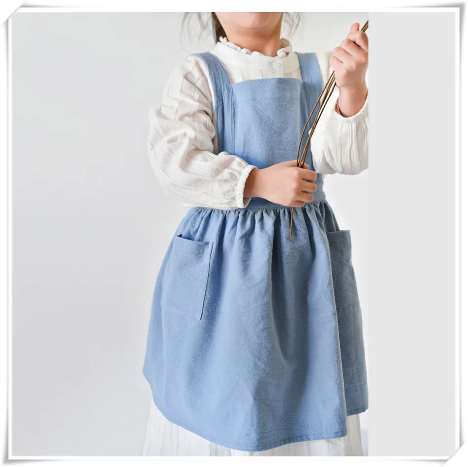 child apron B BLUE