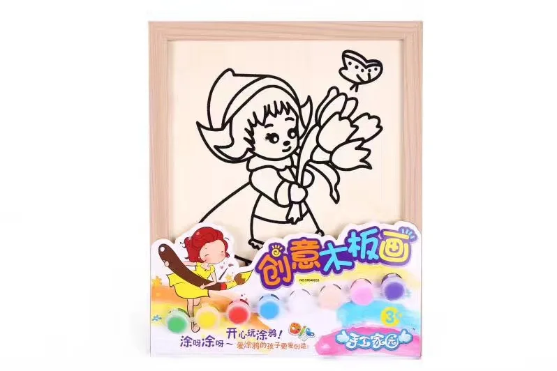 

Story Wooden Frame Children Painting DIY Pigment Suit Watercolor Gouache Graffiti Coloring Painting Handmade