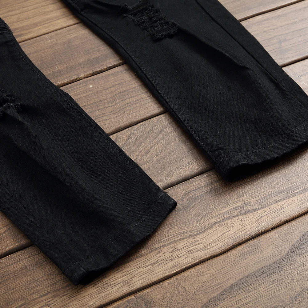 Мода 2019 мужские джинсы мужские рваные зауженные джинсы Рваные Джинсы плотные цветные штаны-скинни прямые брюки черные для мужчин брюки