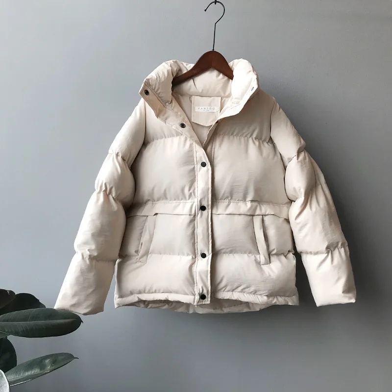 CamKemsey/плотные теплые зимние пальто для женщин; модные однобортные повседневные однотонные пуховики с хлопковой подкладкой; зимние парки