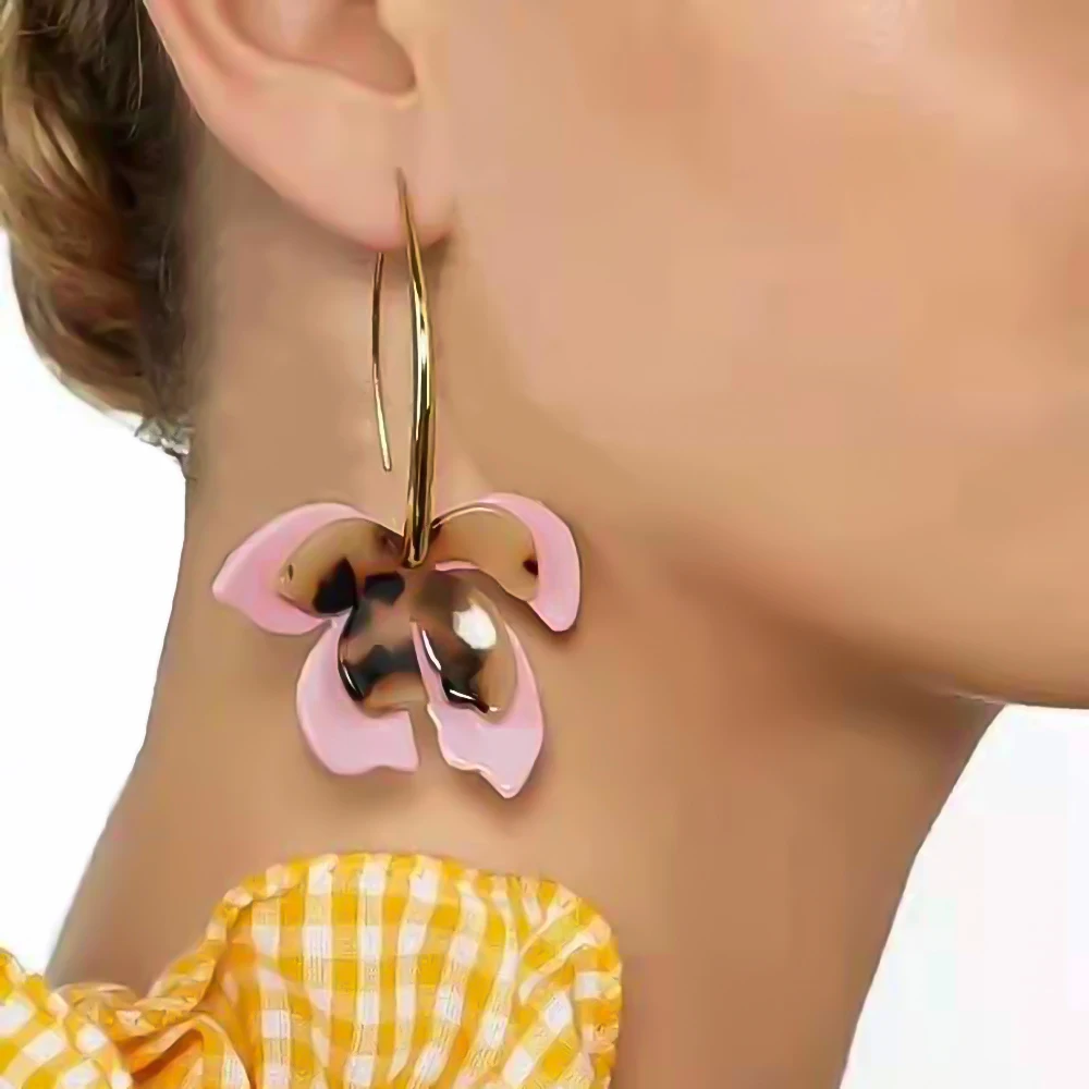 Mchic Flower Acrylic Drop Dangle Earrings Trendy Fashion Large Copper Jewelry for Women Party Gala Gift Bijoux Femme | Украшения и