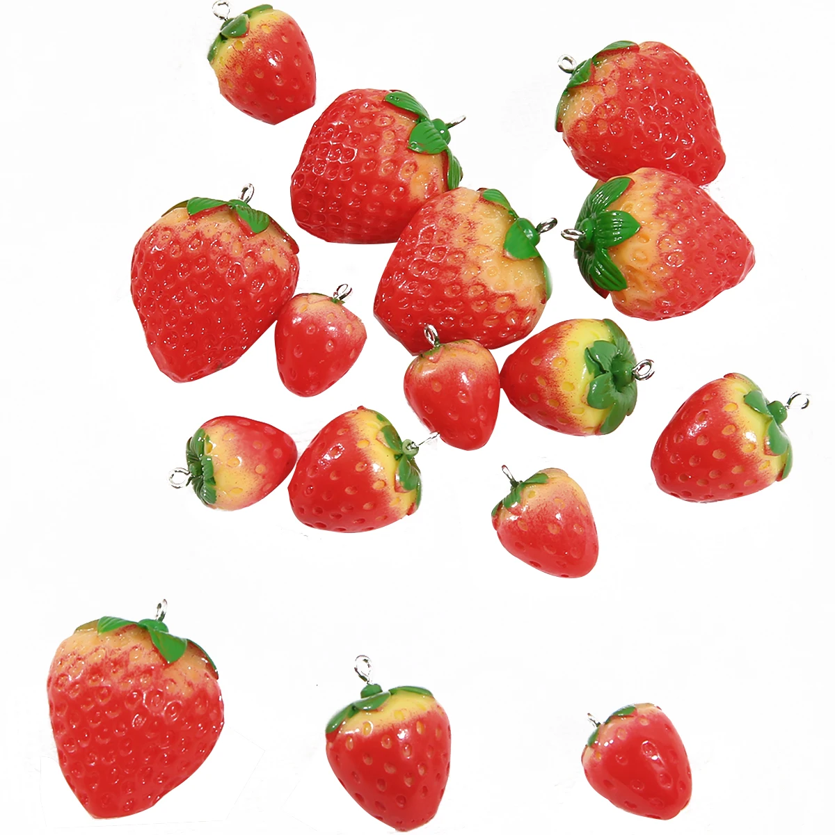 90 Mini Fragole In Resina 9mm – Ciondoli Frutta Piatti Per Fai Da Te, Cover Cellulare, Gioielli E Scrapbooking - 3