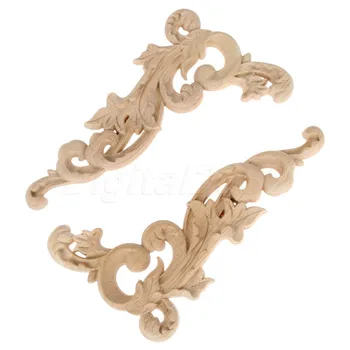 

19*11CM Wood Carved Corner Onlay Applique Frame Door Decorate Furniture Decorative European Wooden Miniatures Left /Right 1pc
