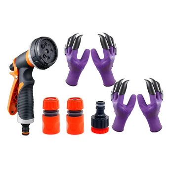 

1 Set Garden Washing Cleaner Pressure with Quick Connect Adapters & 2 Pairs Gardening Elves Gloves for Gardening Flowers