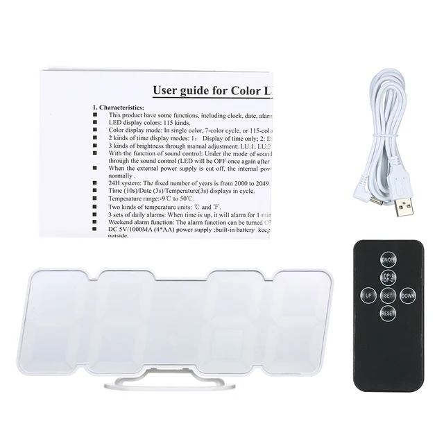 Fali Asztali Óra 3D Vezeték Nélküli Távirányító Digitális Rgb Led Ébresztőóra Usb Hajtott 115 Színű 3-Szintű Fényerő Hangvezérlés - Image 6
