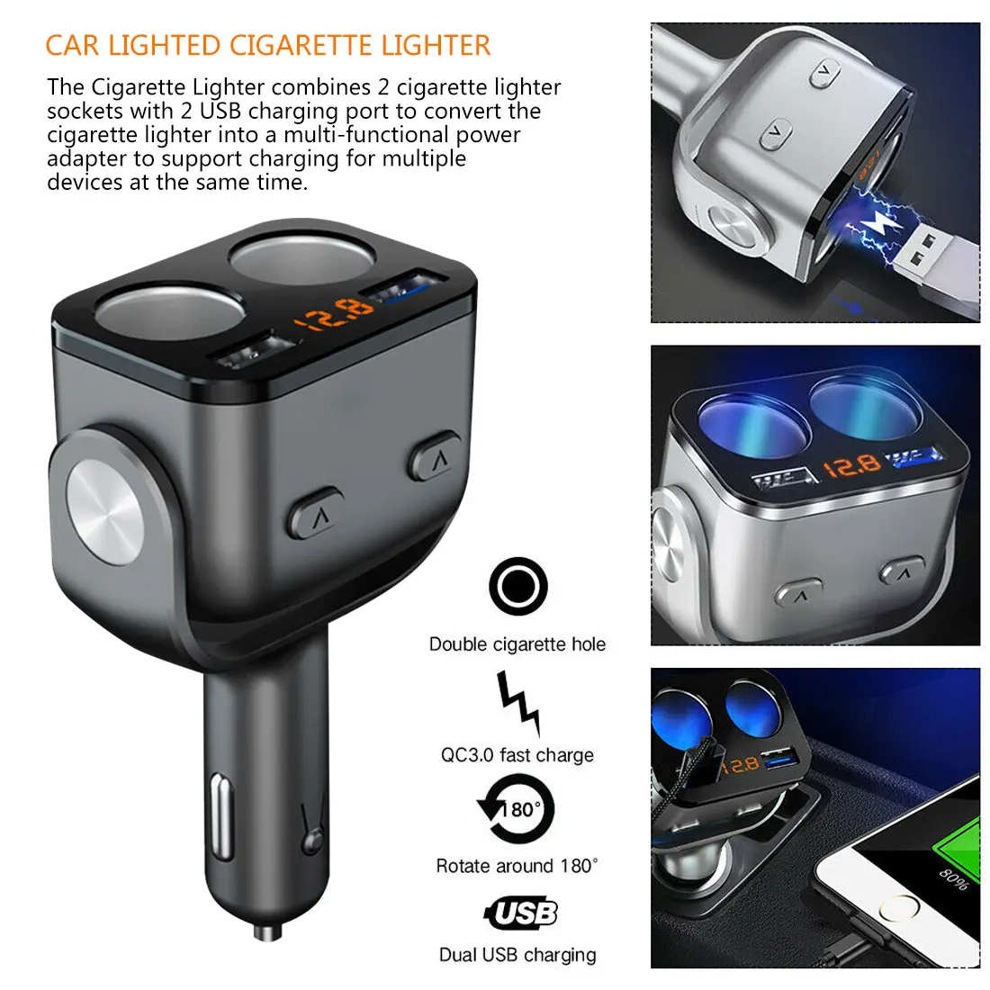 Автомобильный прикуриватель Разветвитель USB быстрое зарядное устройство прикуриватели розетки автомобильное внутреннее зарядное устройство запчасти