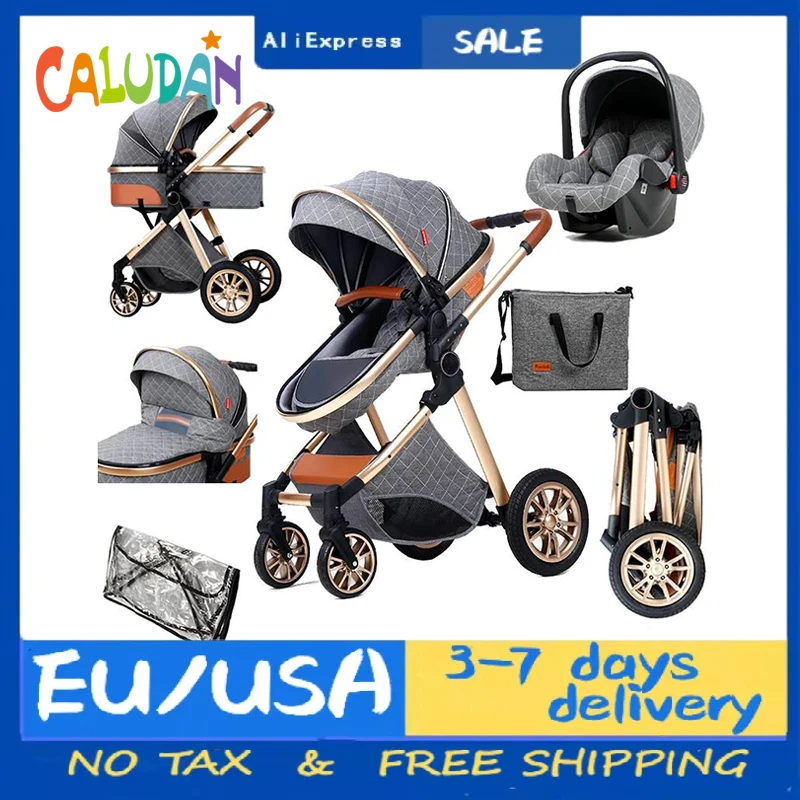 Baby Stroller 3 in 1 High Landscape Reclining Foldable Bassinet Puchair Newborn baby stroller