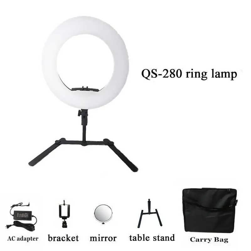

Yidoblo QS-280 10\" Beauty Ring Light makeup with mirror and Z Table Stand, circular photography light stepless adjustable