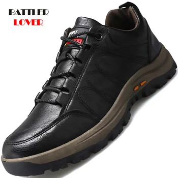 

Split Leather Lace-Up Men Sneakers Casual Sports Boots Comfortable Breathable Walking Shoes for Male Zapatillas Hombre Masculino