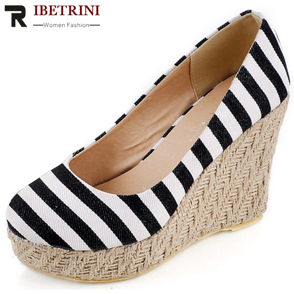 

RIBETRINI Brand Design Female Wedges High Heels Shoes Woman Fashion Mixed Colors Platform Pumps Women 2020 Casual Party Pumps
