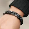 Juego de 2 unidades de cuentas de piedra y hematita mate, joyería Erkek Bileklik para hombre, Pulseras CON ABALORIOS de CZ para Mujer, Pulseras Punk para Mujer ► Foto 2/5