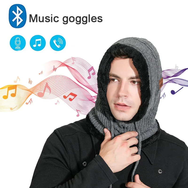 Головной убор, шарф для Bluetooth, с капюшоном, для шеи, воротник, кепка, стерео музыка, на завязках, для головы, накидка, теплая, защита для ушей