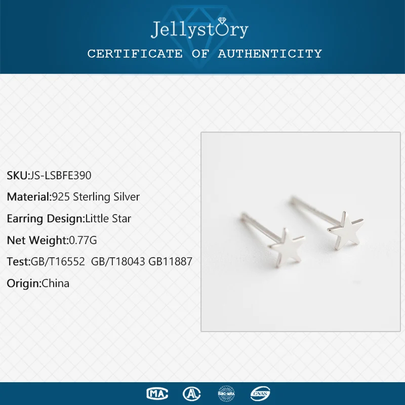 Jellystory модные 925 пробы серебряные серьги для женщин маленькая звезда форма серьги гвоздики Свадьба обручение подарок пирсинг ювелирные изделия