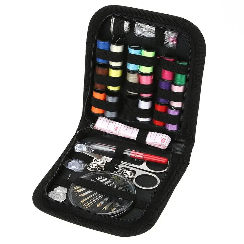 27-282pcs/set Portable Travel Sewing Box Kit Sewing Thread Stitches Knitting Needles Tools Cloth Buttons Craft Scissor Mom Gifts - Цвет: 70pcs