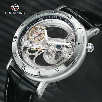 

Top Brand Luxury Golden Bridge Watches for Men Luminous Hands Roman Numerals Dial FORSINING Automatic Mechanical Wristwatches