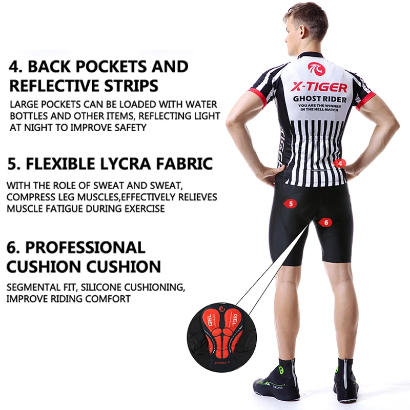 X-Tiger Skull Велоспорт Джерси Набор летний Велосипед Одежда Майо Ropa Ciclismo Hombre MTB велосипед одежда спортивная одежда Велоспорт Набор