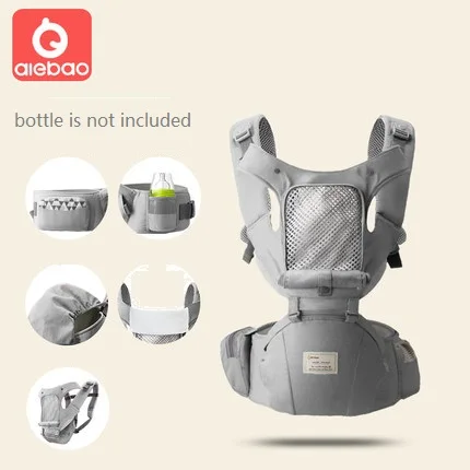 От 0 до 36 месяцев дышащий Многофункциональный Фронтальная детская переноска Детский рюкзак хип сиденье поддержка талии - Цвет: B-GREY
