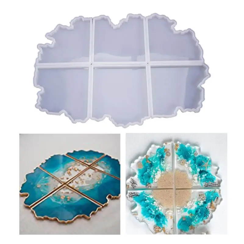 

Crystal Epoxy Resin Mold Irregular Coaster Casting Silicone DIY Craft Mould Tool R9JE