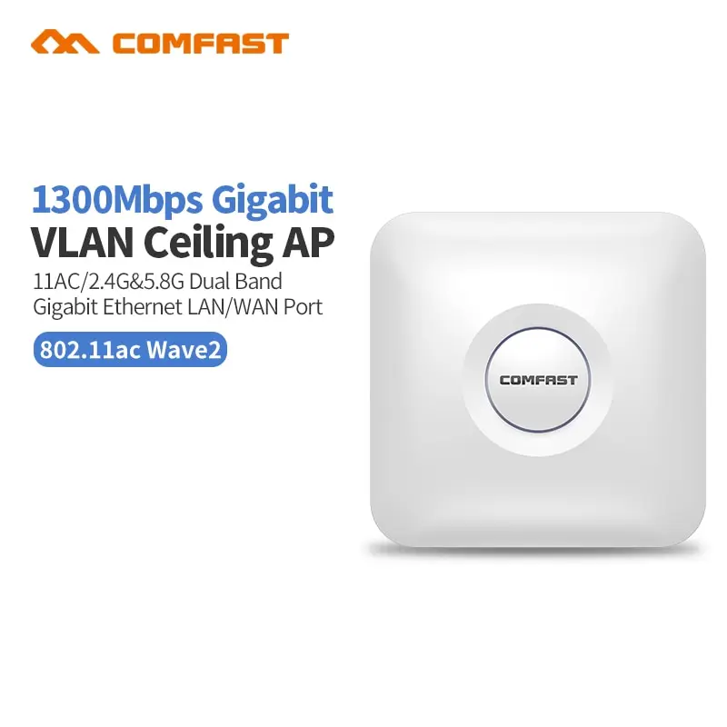 

Comfast 1300Mbps Dual Band Wireless Ceiling Gigabit WAN LAN Ethernet POE Router Amplifier