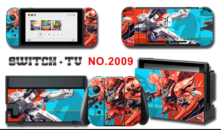 1set New Cute Anime Full Body Sticker for NS Switch Protective Cover Skin Colorful Art for Game Console Joy-Con Controller Decor