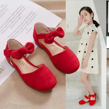 

Bowknot Children's Leather Shoes New Girls Shoes 2020 Kids Spring Summer Baotou Half Sandals Korean Fashion Princess Shoes D65