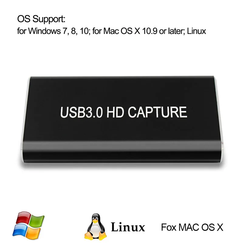 Карта захвата видео HDMI HD к USB 3 0 C 1080P 60fps Live Stream с Loop Out для Windows 10 Linux Os X|DVR-карты| |