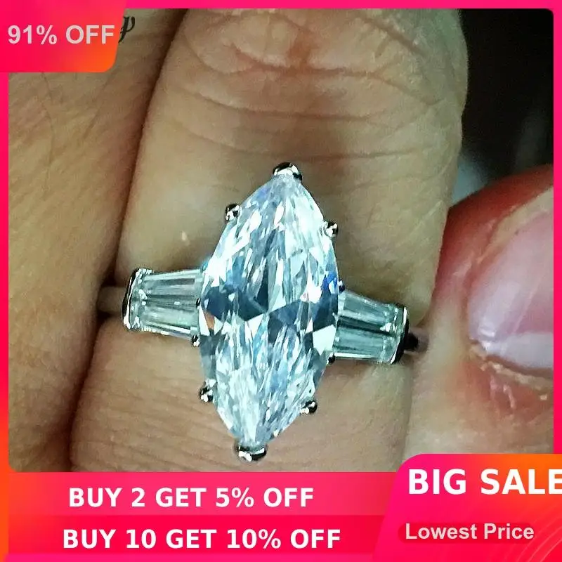 Choucong изысканное кольцо с маркизой 6ct AAAAA cz 925 пробы Серебряное обручальное кольцо кольца для женщин ювелирные изделия