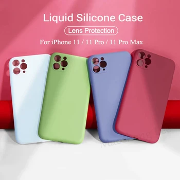 

Original Liquid Silicone Case For iPhone 11 Pro Max Soft Silicone Shockproof Case For iPhone 11 Back Cover