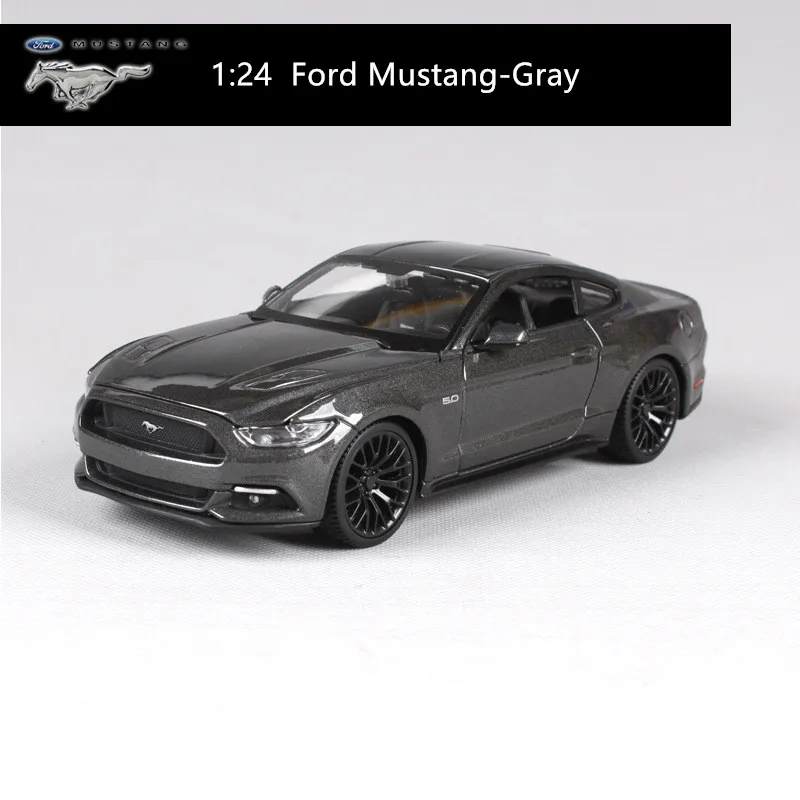 Изысканная 1:24 модель из сплава Mustang GT, модель спортивного автомобиля, коллекция премиум и gif - Цвет: 2015 Mustang-Grey