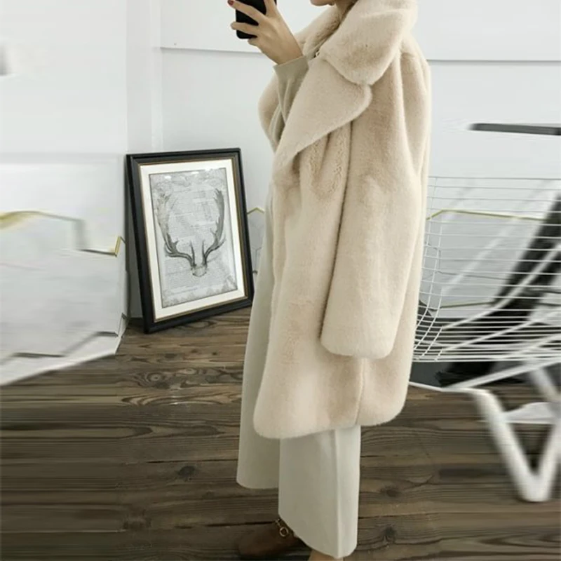bfur шерстяное Женское пальто с натуральным мехом с большим отложным воротником, однотонная женская куртка, теплая зимняя парка с мехом