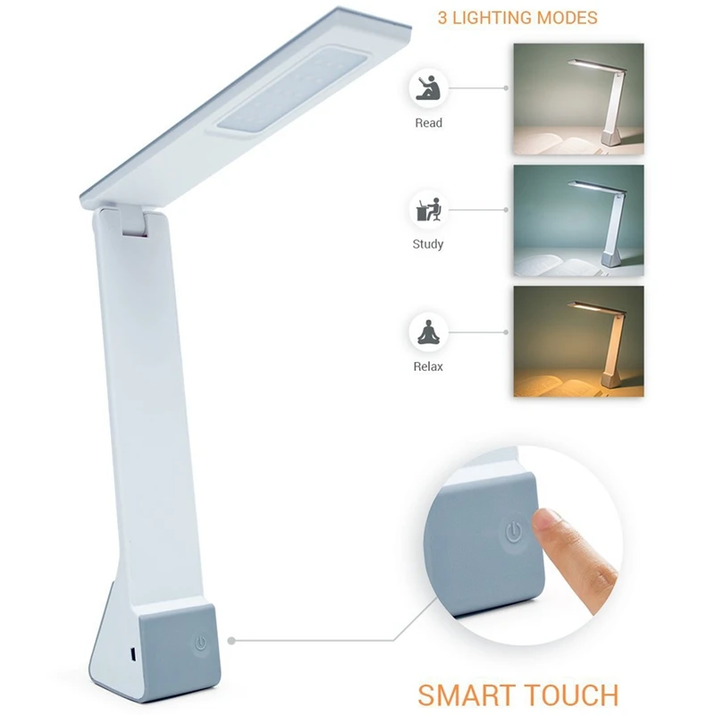 TOP Led Desk Lamp Battery PoweredCordless Foldable Task Light Portable Modern Design Press Control 