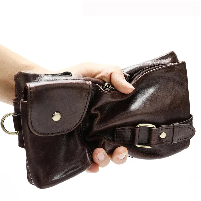

Luufan Men Belt Bag Men's Waist Bags Genuine Leather Male Fanny Pack Leather Money Phone Pouch Bag Hip Men's Shoulder Bags 9080
