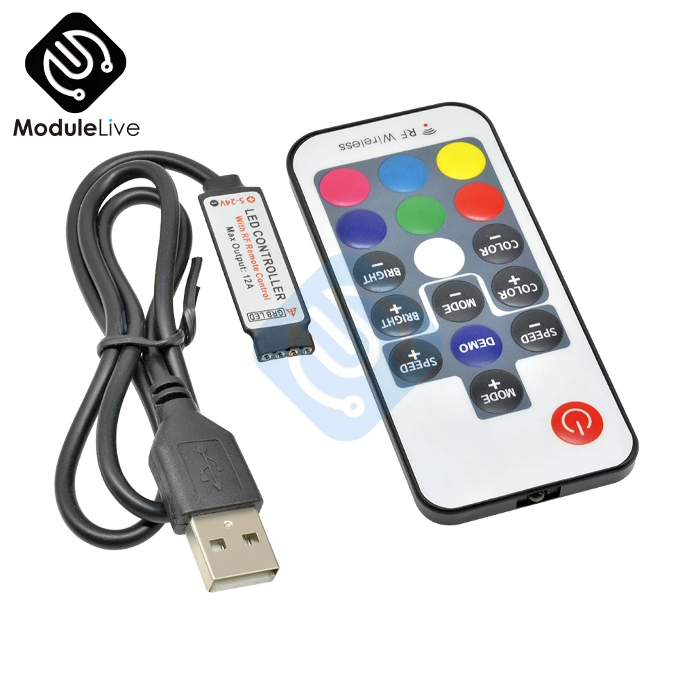 DC 5V 12V RGB контроллер USB ИК RF Wi-Fi и дистанционным управлением Беспроводной USB Светодиодные ленты света 3/17/24 клавиши для RGB SMD 3528 5050 Светодиодные ленты инструменты
