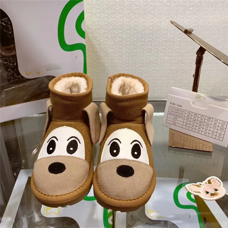 NEW Animal Design Cute Snow Boots For Children Kids Hight Qualiy Winter Plush Shoes Thermal Boots For Girl&Boy Kids